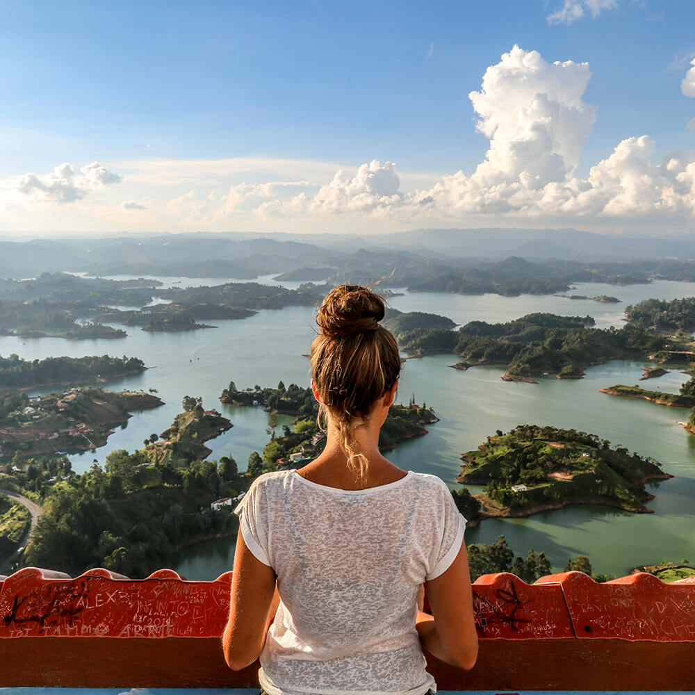 Observing the view over Guatape. Colombia